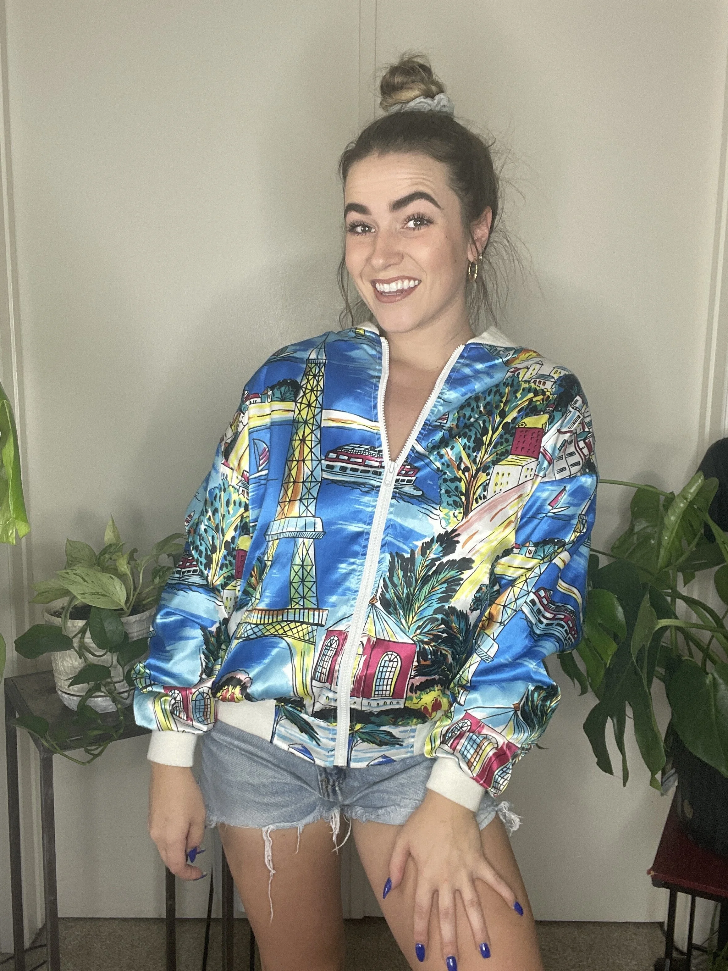 ジャケット・アウター used short jacket Metallic Silver shiny down short jacket coat ユニセックス